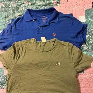 2 mens shirts (tee and polo)